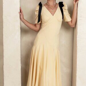 Bohme Nellie Drop Waist Maxi Dress in Yellow